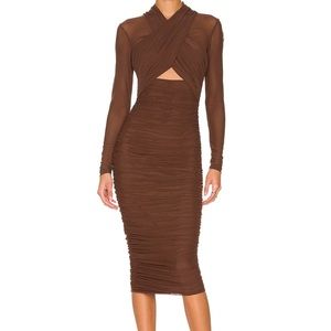 Bardot Aliyah Dress Brown Revolve NWT